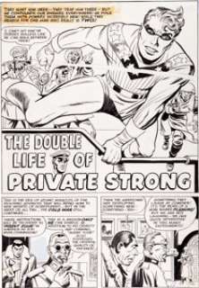 Jack Kirby and Joe Simon Double Life of Private Strong #1 Title Page 1 Original Art (Archie, 1959). The Simon & - | Heritage