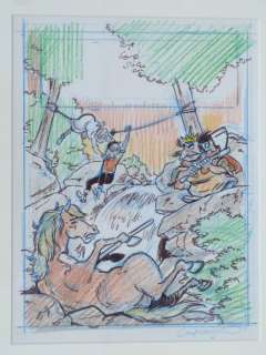 Studio W. Vandersteen | Suske en Wiske - Dessin préparatoire en couleurs de Luc Morjaeu, "De edele elfen" | Catawiki