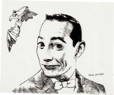 Gary Panter - Pee-wee Herman and Pterri Illustration Original Art (c. 1980s). Emmy Award-winning artist -