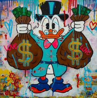 Caterina Lemma (Katy) | Uncle Scrooge - $o Greedy - Acrilico su pagine di fumetto incollate su tela - 40 x 40 cm - (2023) | Catawiki