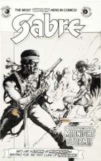 Kent Williams Sabre #6 Cover Original Art (Eclipse, 1983). This cover introduced Midnight Storm... -