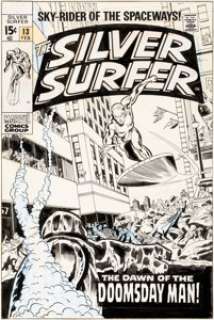 John Buscema and Dan Adkins Silver Surfer #13 Cover Original Art (Marvel, 1970). The silver sentinel of the -