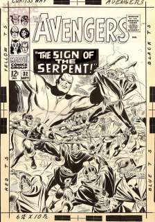 Don Heck - avengers 32 cover (marvel, 1966) twice-up early team battle cover