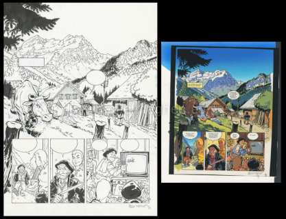 Félix Meynet - Planche originale n°1 avec sa mise en couleur - Fanfoué des Pnottas