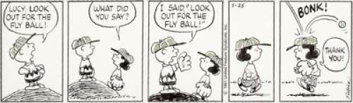 Charles Schulz Peanuts Daily Comic Strip Charlie Brown and Lucy Original Art dated 5-25-91 (United Feature Syndica... | Heritage