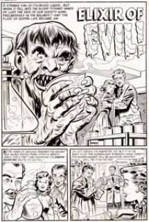  - Lee Elias Witches Tales #13 Complete 7-Page Pre-Code Horror Story "Elixir of Evil!" Original Art (Harvey Comics, 1... (Total: 7 Original Art)
