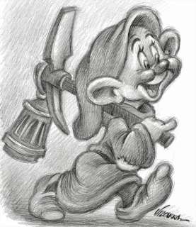 Joan Vizcarra | DOPEY [Snow White and the Seven Dwarfs] - Original Drawing - Signed by Joan Vizcarra - Pencil Art - Original Artwork | Catawiki