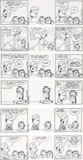 Jim Davis Garfield Daily Comic Strip Original Art Consecutive Group of 6 (United Feature Syndicate, 2001).... (Total: 6 Original Art) | Heritage