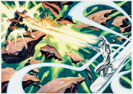 Steve Rude Marvel Masterpieces 2007 Thanos vs. Silver Surfer Illustration Original Art (Upper Deck, 2007)....