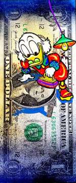 Moabit | Moabit Collection - The Irony of Wealth - painted on a 1$ note | Catawiki