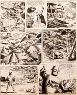 Ted Kearon - Lion Robot Archie Datée 12-10-1966 Planche 3 (IPC/Lion,1966). Ted Kearon Lion Robot Archie Dated 10-12-1966 Story Page 3 Original Art (IPC/Lion,1966).