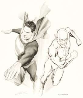 Alex Ross and Phil Jimenez - Superman and Flash Illustration Original Art (2004)....