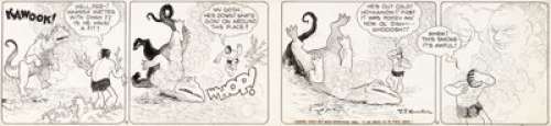 Hamlin, V. T. - V. T. Hamlin Alley Oop Daily Comic Strip Original Art dated 10-21-37 (NEA Service, 1937). ...