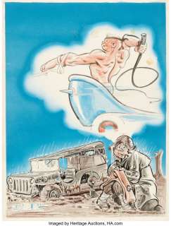 Eisner, Will | Will Eisner Army Motors V5#12 Cover Original Art, Flyer, and 2 Issues (US Army, 1944-45).... (Total: 4 Items) | Heritage