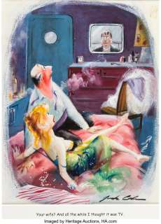 Cole, Jack - Jack Cole Playboy Aug-1957 Single Panel Gag Cartoon Illustration Original Art (HMH, 1957)....