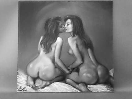 Barbeni | BarBeni - Original oil color painting-lesbian art-you & me (ll)-size: 28*29*1 cm | Catawiki