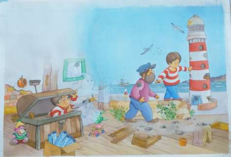 Leroy, Jean-Pol | Leroy, Jean-Pol - Dessin original couleur - Mon ami fantôme - (1996) | Catawiki