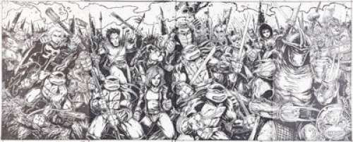 Eastman, Kevin - Kevin Eastman Teenage Mutant Ninja Turtles Four Interconnecting Variant Covers Original Art (IDW, 2018)....