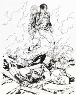 Grummett, Tom - Tom Grummett and Karl Kesel Superboy #81 Cover Original Art Group of 2 (DC, 2000).... (Total: 2 Original Art)