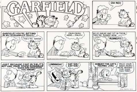 Davis, Jim | Jim Davis Garfield Sunday Comic Strip Original Art dated 3-3-85 (United Feature Syndicate, 1985). ... | Heritage