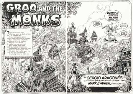 Aragonés, Sergio - Sergio Aragonés Groo the Wanderer #15 Double Page Splash 2-3 Original Art (Marvel/Epic, 1986).... (Total: 2 Original Art)