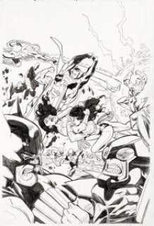 Ron Garney - JLA #111 Cover Original Art (DC, 2005)....