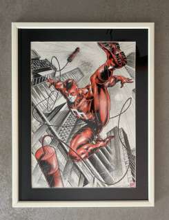Gianluca Gugliotta | Daredevil - Daredevil di Gianluca Gugliotta - A3 Size - Arte Originale Marvel - Colori e Inchiostro - Con Cornic | Catawiki