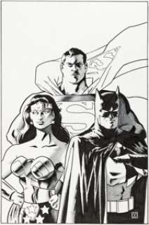 Matt Wagner - Batman / Superman / Wonder Woman: Trinity Deluxe Edition Hardcover Cover Original Art (DC, 2016).