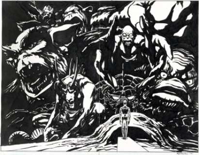 John Paul Leon and Bill Reinhold Earth X #0 Double Splash Page 34-35 Original Art (Marvel, 1999). (Total: 2 Original Art)