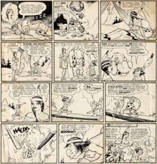 Al Capp and Frank Frazetta (attributed) Li‘l Abner Sunday Comic Strip Original Art dated 7-4-54 (United Feature Syndicate, 1954).