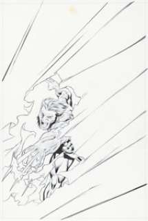 Roger Bonet (as Roger Martinez) [Carlos Pacheco printed blue lines] Age of Ultron #6 Variant Cover Original Art (Marvel, 2013).