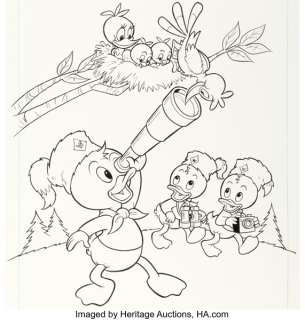 Pete Alvarado and Bill Wright Walt Disney Huey, Dewey, and Louie Junior Woodchucks #73 Cover Original Art (Whitman, 1982).