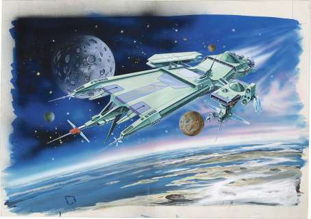 Toshio Okazaki Hand-Drawn Color Illustration "Armored Fleet Dairugger XV" | Mandarake (Big Web)