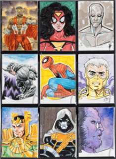 2022 Skybox Marvel Masterpieces - Group of 9 Original 1/1 Sketch Cards | Heritage