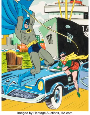 Whitman Artist - Batman and Robin Frame Tray Puzzle Illustration Original Art (Whitman/DC, 1966). | Heritage