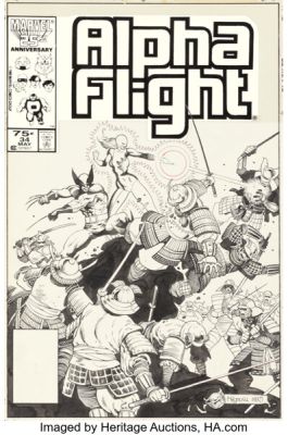 Mike Mignola Alpha Flight #34 Wolverine Cover Original Art (Marvel, 1986). | Heritage