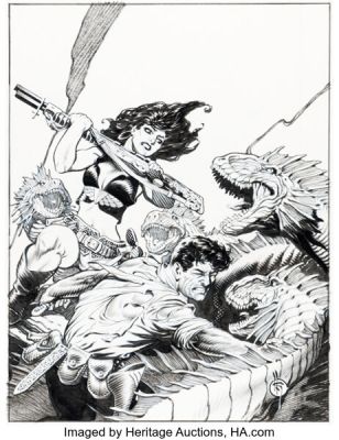 Mark Schultz Xenozoic Collected Edition Cover Original Art (Flesk Publications, 2021).