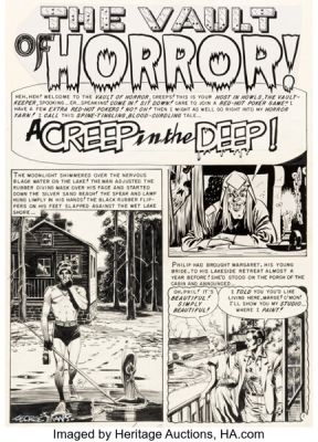 George Evans Haunt of Fear #16 "A Creep in the Deep!" Complete 7-Page Story Original Art (EC, 1952). (Total: 7 Original Art) | Heritage
