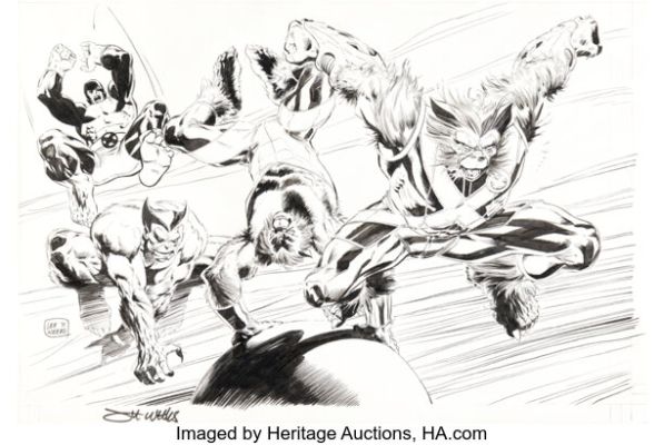 Lee Weeks Secret Avengers #13 "X-Men Evolutions" Beast Variant Cover Original Art (Marvel, 2011). | Heritage