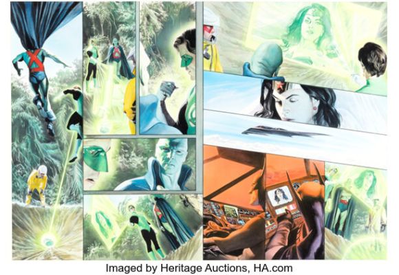 Alex Ross JLA: Liberty and Justice Story Pages 22-23 Original Art (DC, 2003). | Heritage