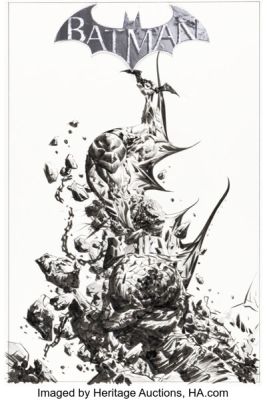 Jae Lee Batman: Arkham Knight #2 Killer Croc Variant Cover Original Art (DC, 2015).