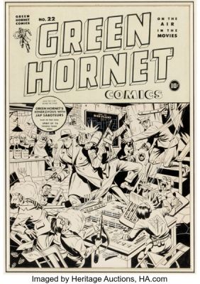 Alex Schomburg Green Hornet #22 Cover Original Art (Harvey, 1945). | Heritage