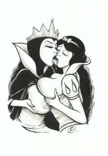 Ramis | Ramis - Original drawing - underground comic - sexy girl - Snow White and The Evil Queen kiss of love | Catawiki