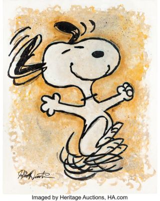 Snoopy Original Gouache on 24" x 30" Canvas Signed by the Artist, Dick Duerrstein (Warner Bros. 2004). | Heritage