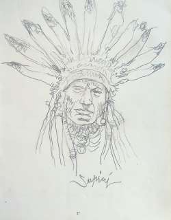 Serpieri, Paolo Eleuteri | Serpieri, Paolo Eleuteri - Sketch original - Jefe Indio | Catawiki