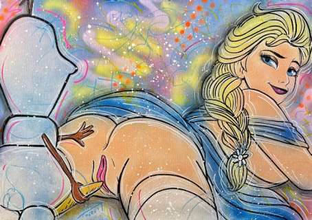 Alvin Silvrants | Frozen Snow Fever - Olaf is growing a firm carrot for Elsa - Original drawing in colour by Alvin Silvrants | Catawiki