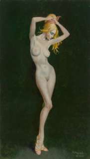 Robert McGinnis (American, b. 1926) Natalie, 2015 Oil on board 19-3/8 x 11-1/8 inches (49.2 x 28.3 cm) (image) Signe...