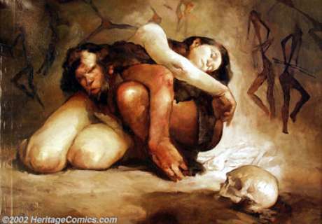 Jeff Jones - Original Oil Painting "Cave Girl" (1998). Produced for his 1998 Edgar Rice Burroughs - | Heritage
