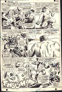 George Tuska, Marie Severin - incredible hulk #102 p. 17 - awesome hulk action and the warriors three - 1968
