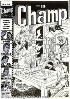 Joe Simon (attributed) - Original Cover Art for Champ #20 (Harvey, 1942). This cover may be by Joe Simon, as he - | Heritage